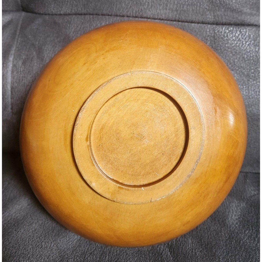 Vintage Wooden Bowl Home Decor Collectible / 10" Diameter x 4" H - Picture 3 of 5